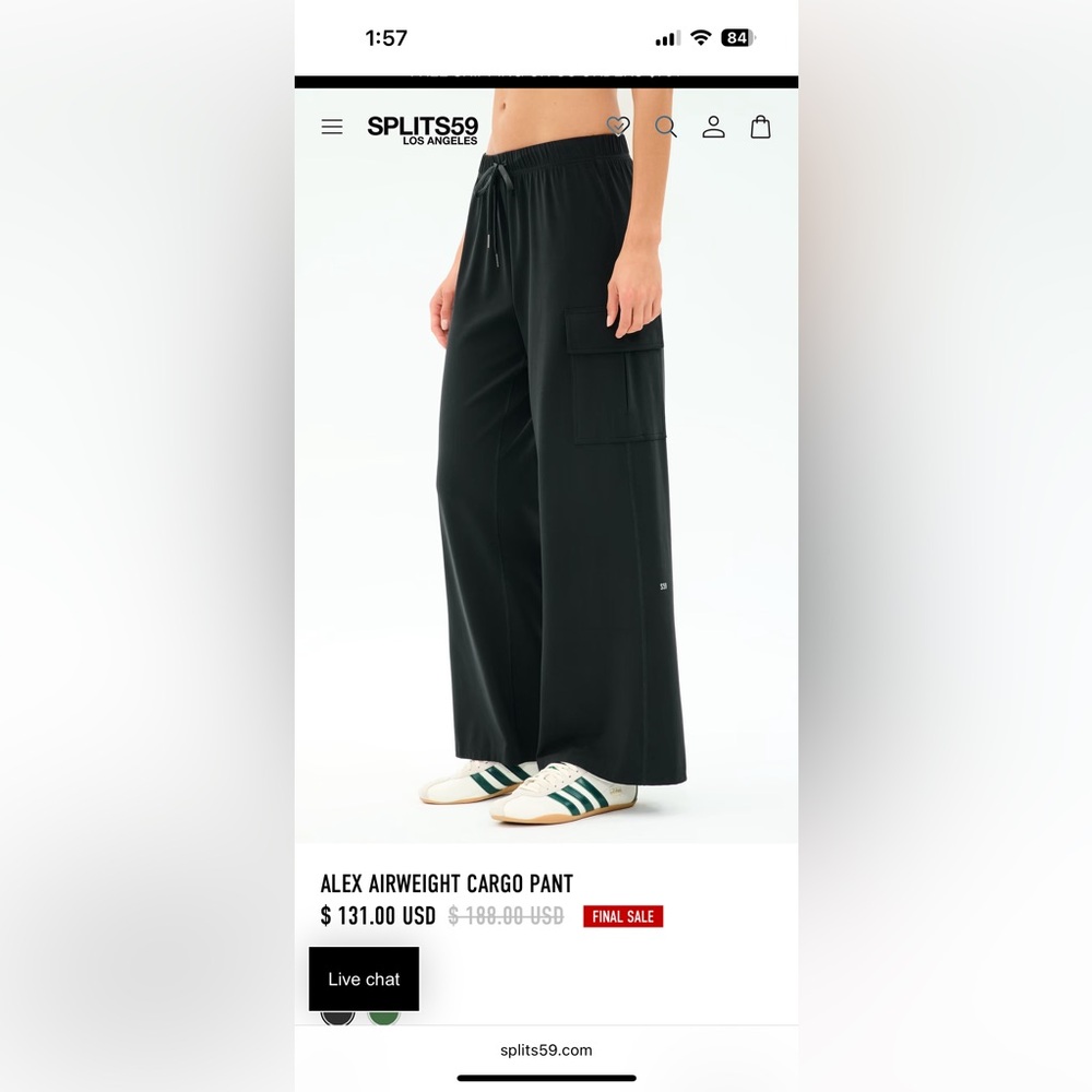 SPLITS59 Wide‑Leg Cargo Pants in Black